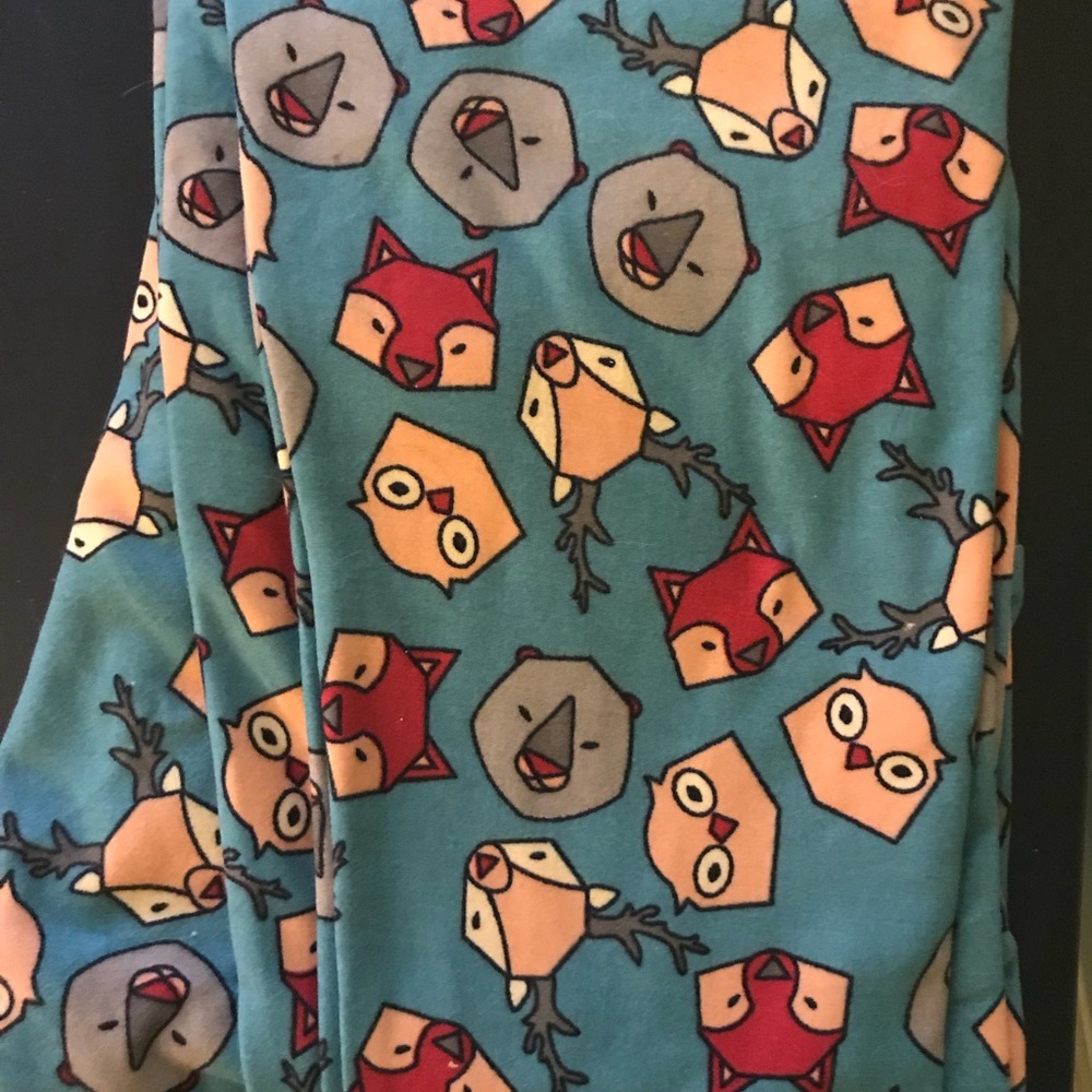 NWOT Lularoe Teal Forest Animals OS